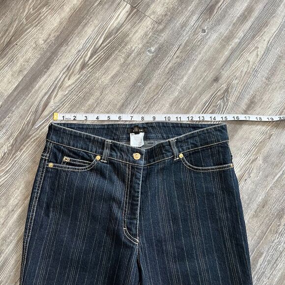 Luxury Escada Designer Denim Bootcut Gold Striped Jeans 40 Euro - Picture 5 of 11